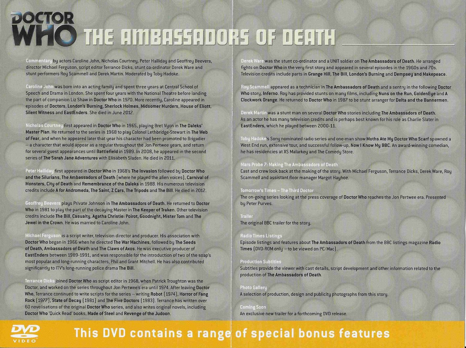 Inserts from BBCDVD 3484